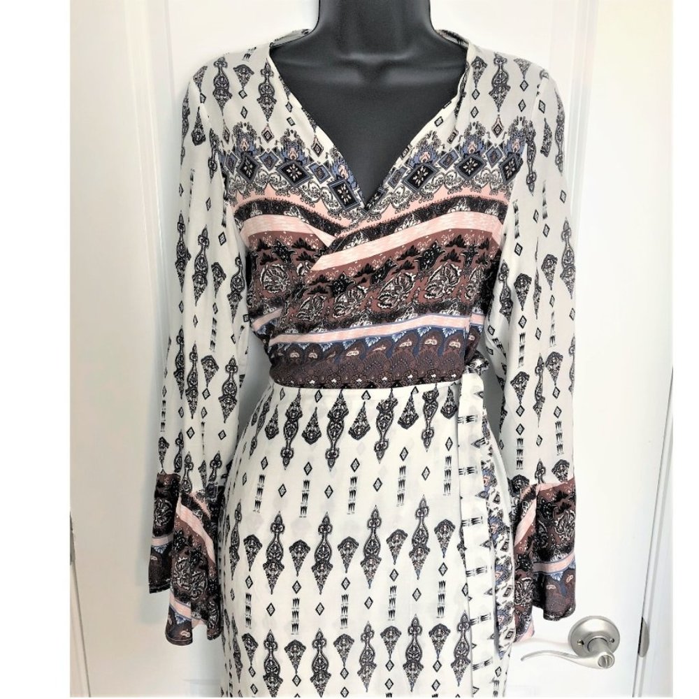 Long Boho Bell Sleeve Kimono / Wrap Maxi dress